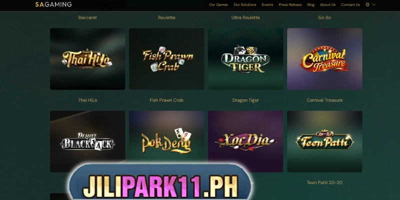 Diverse selection of popular live dealer games