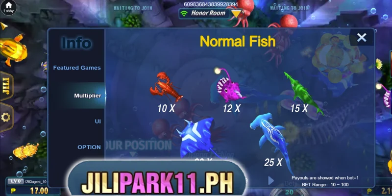 Detailed multiplier values for species in Mega Fishing